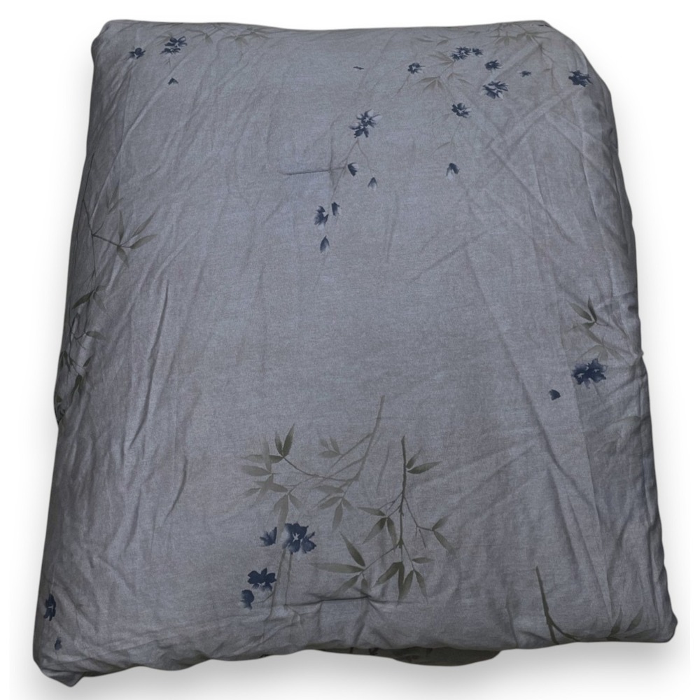 Calvin Klein Bamboo Flowers Queen Comforter Blue 100% Cotton Floral Rare Read